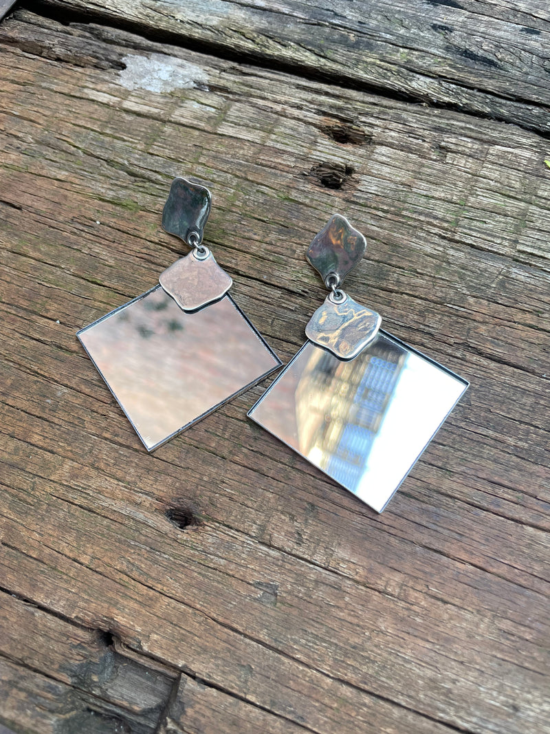 Silver Glass Earrings 08